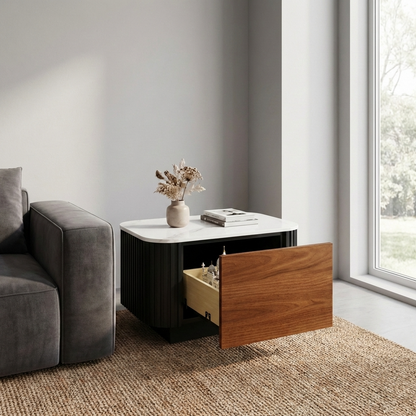 Lucca - End Table - Black and Wood