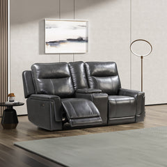 Electric Recliner Loveseat - Anthracite Gray Leather - Dallas