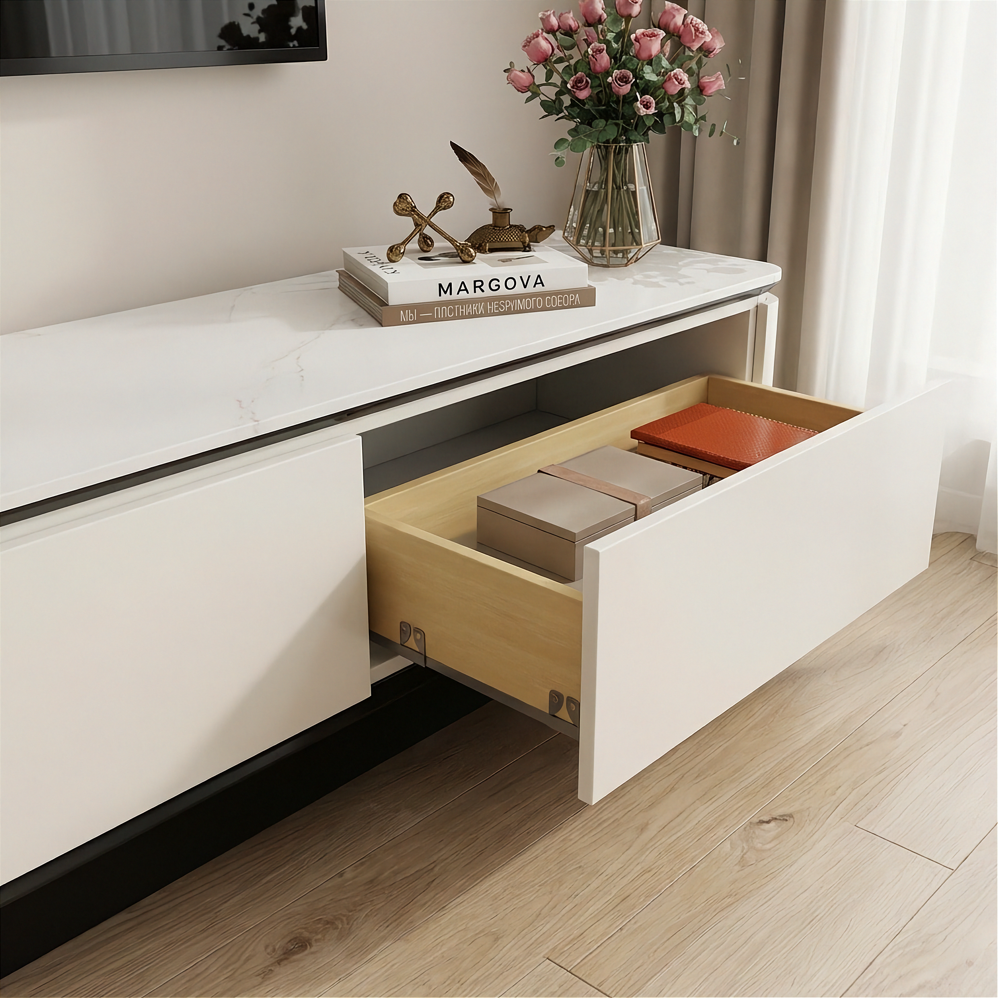 Parma - TV Stand - Light Grey - 78 in