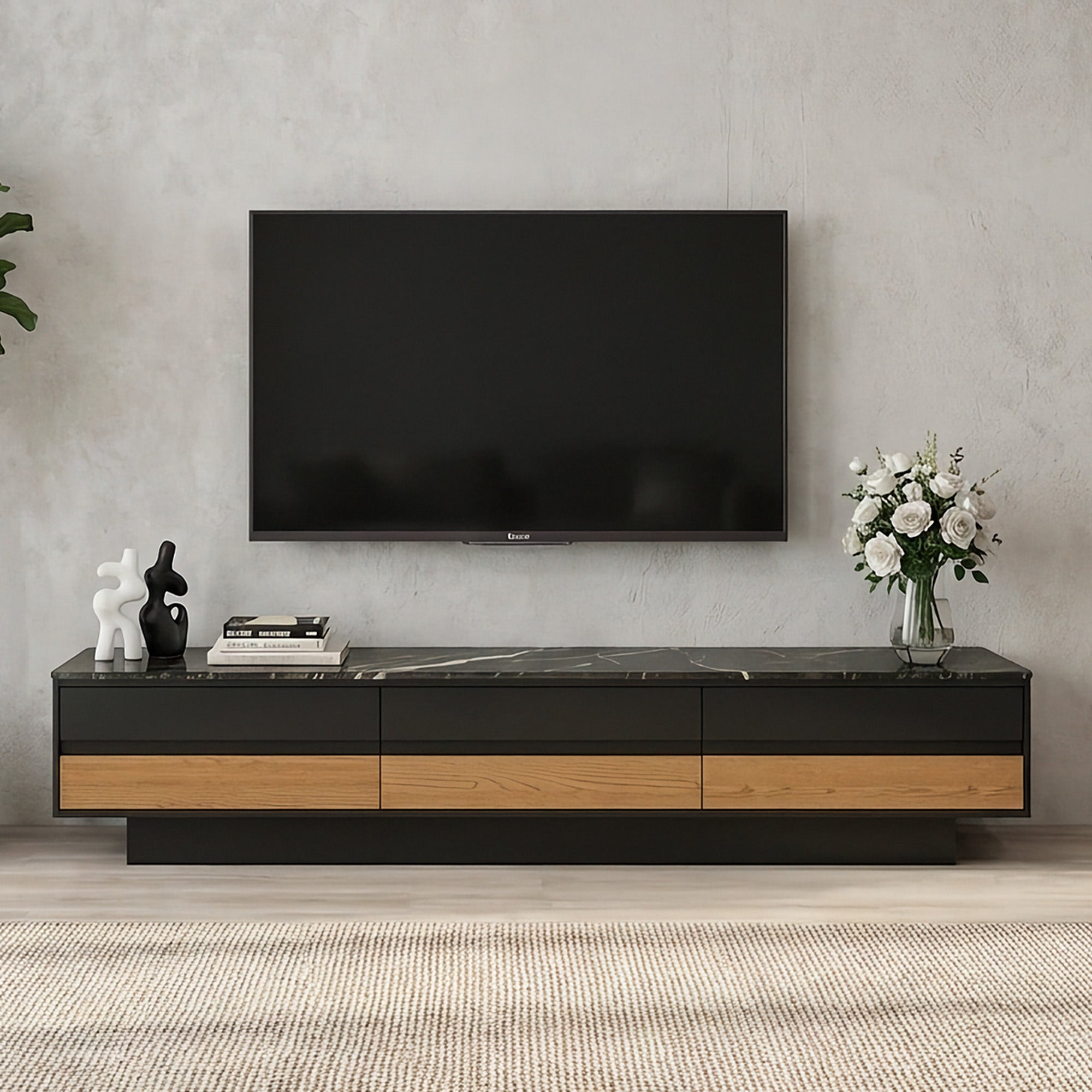 Verona - TV Stand - Black - 78 in