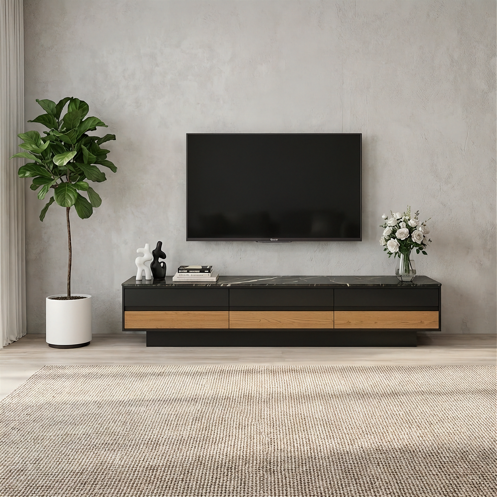 Verona - TV Stand - Black - 78 in