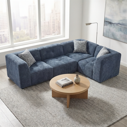 Canopy - Sofa Sectionnel Modulaire Reversible - Tissu Bleu