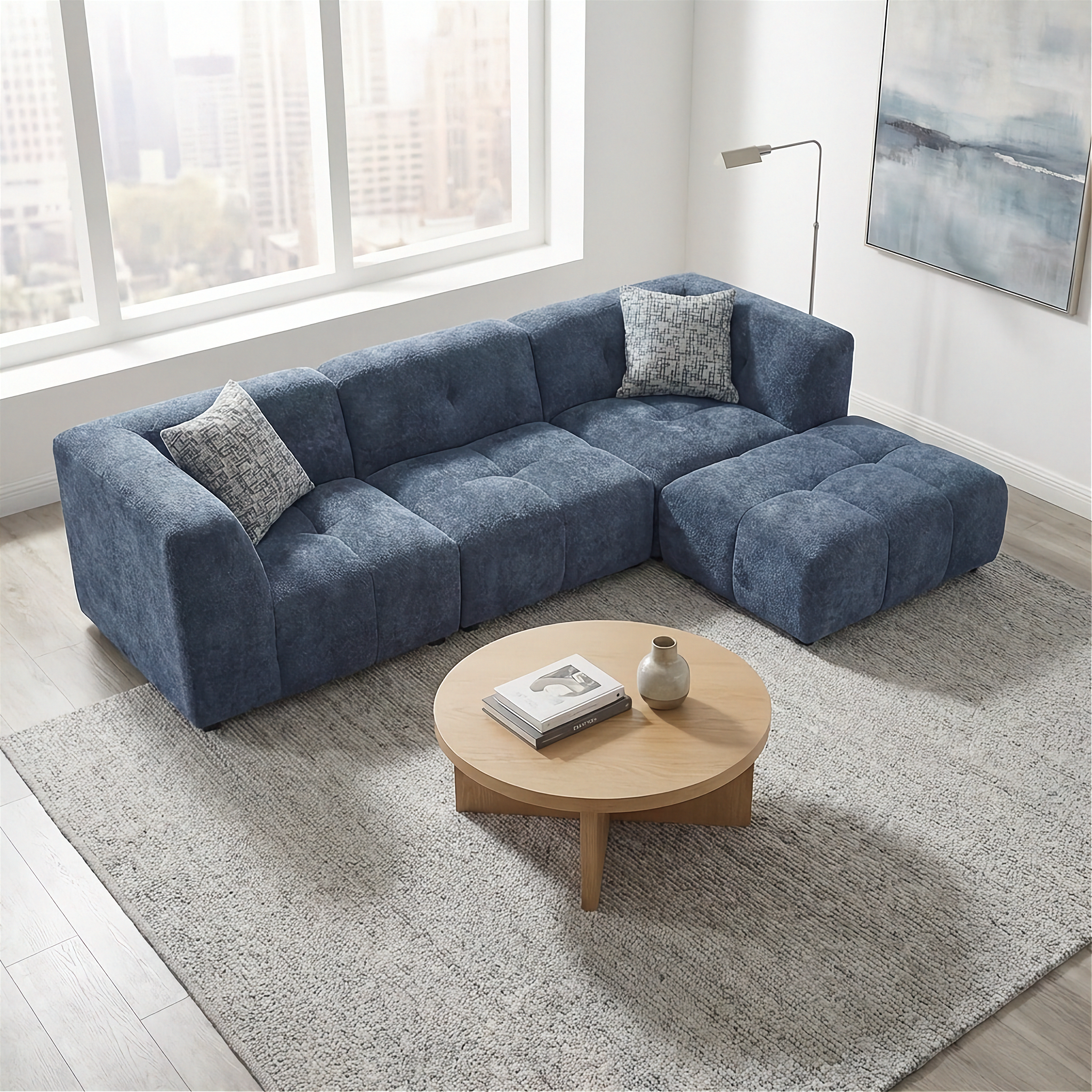 Canopy - Sofa Sectionnel Modulaire Reversible - Tissu Bleu