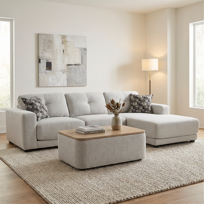 Moraine - Ottoman - Grey Fabric
