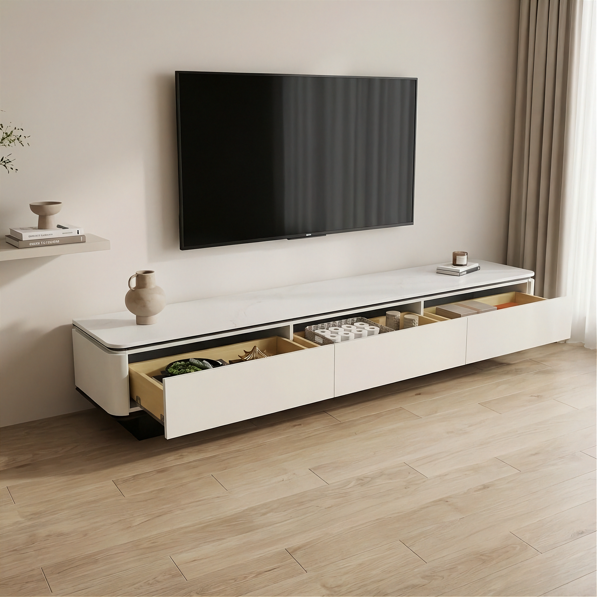 Parma - TV Stand - Light Grey - 78 in