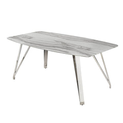 Dining Table - 40" X 72" / Chrome / Marble Tempered Glass