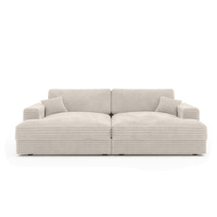 Sofa - Jansen - Velours côtelé Beige avec 2 chaises longues