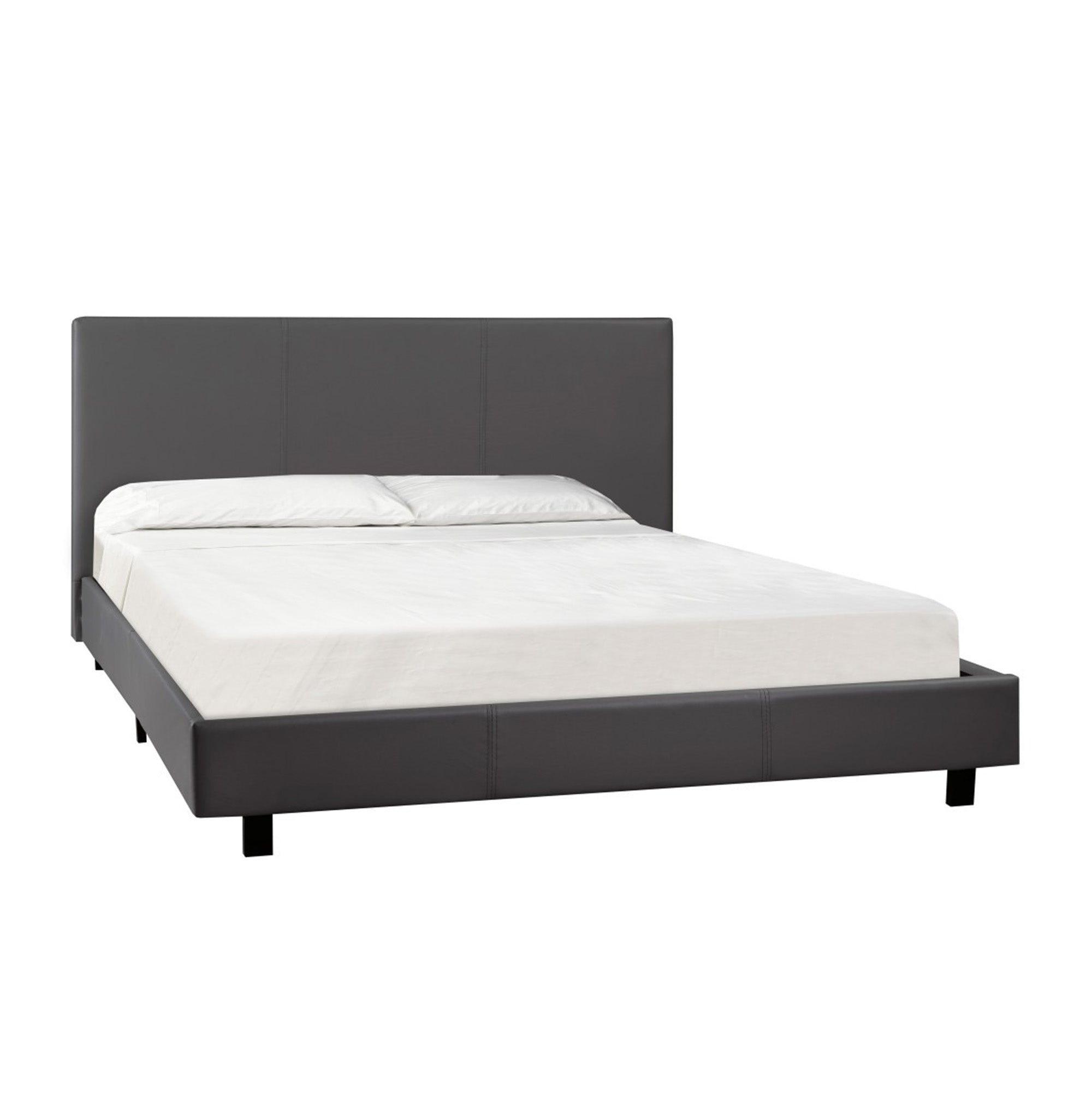 Renzo - Queen Bed - Gray Faux Leather