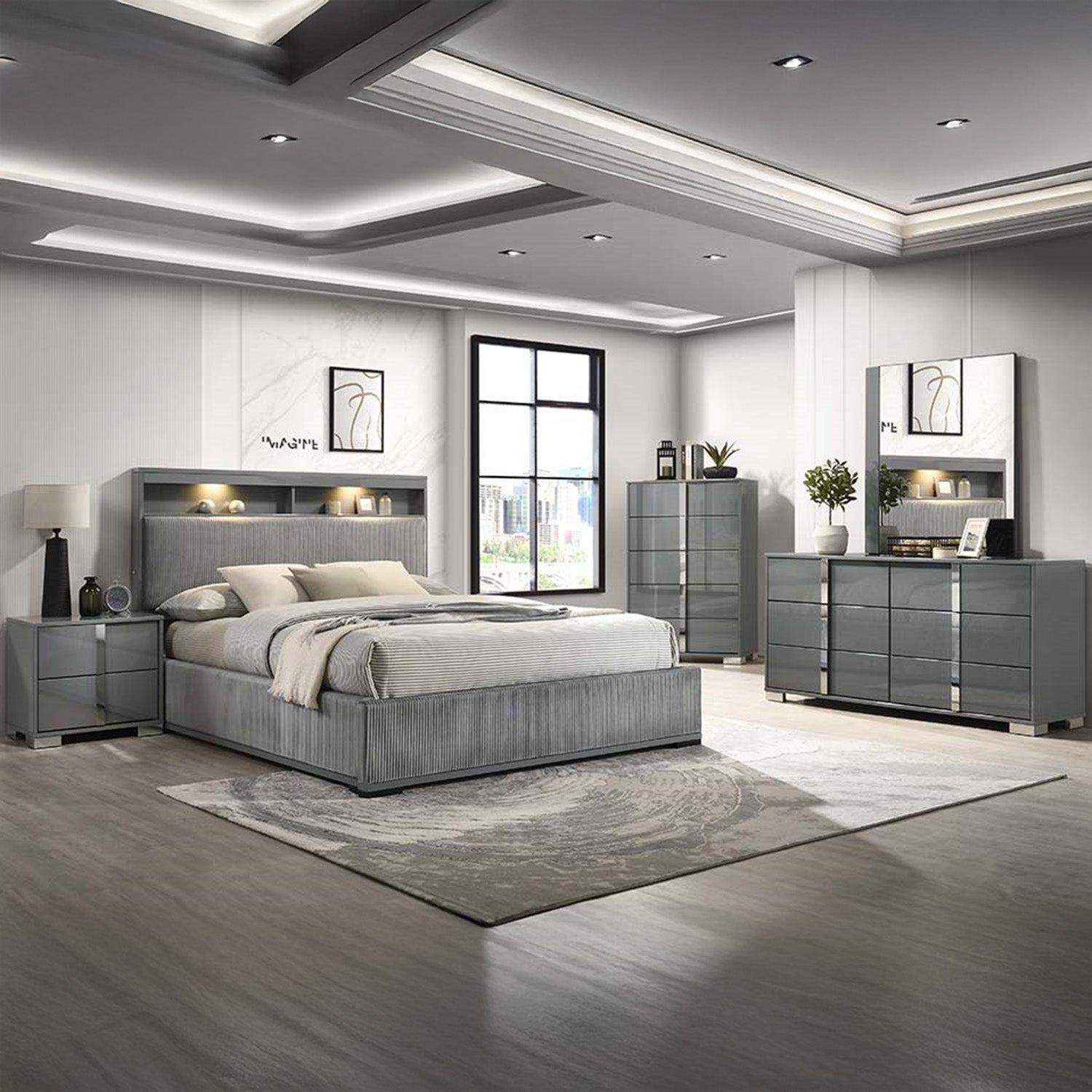 Vallena - Bedroom Set - Grey