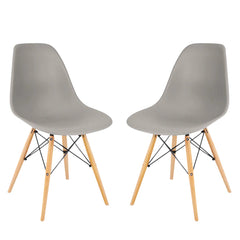 Set of 2 chairs / Gray / Wooden Base