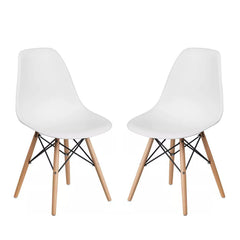 Set of 2 chairs / White / Wooden Base
