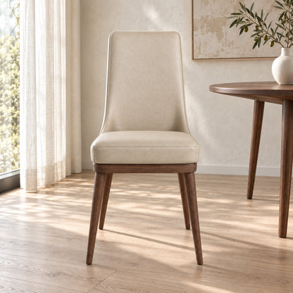 Iris - Chaise de Salle à Manger - Cuir Beige