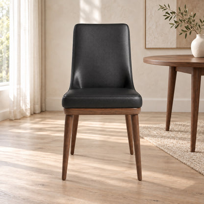 Iris - Chaise de Salle à Manger - Cuir Noir