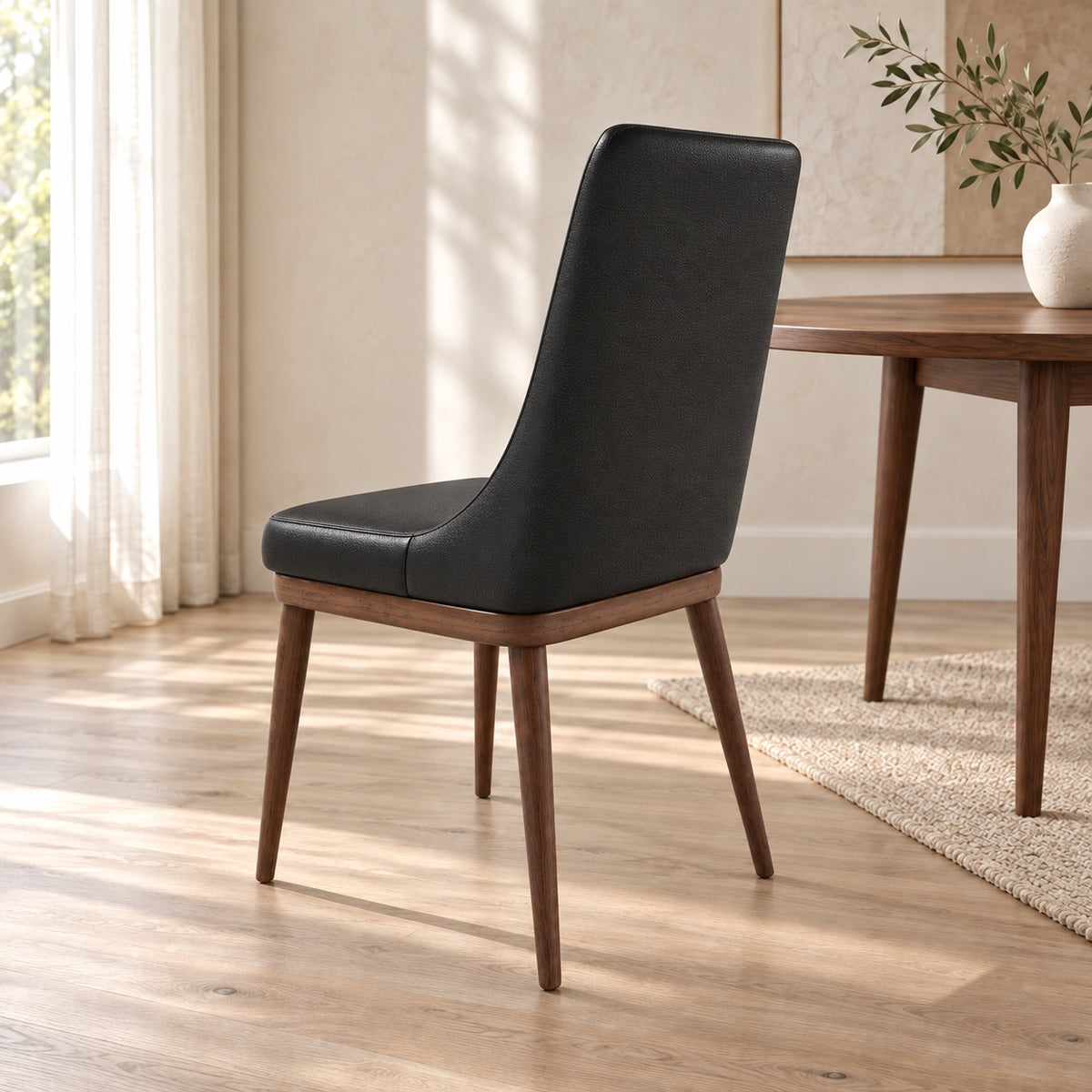 Iris - Chaise de Salle à Manger - Cuir Noir