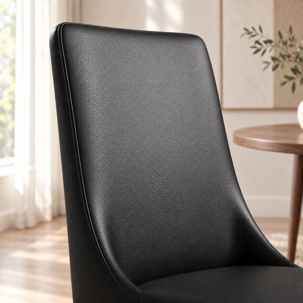 Iris - Chaise de Salle à Manger - Cuir Noir