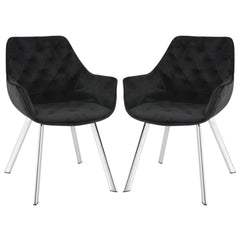 Set of 2 chairs / 33"H / Black Velvet / Chrome