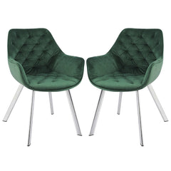 Set of 2 chairs / 33"H / Green Velvet / Chrome