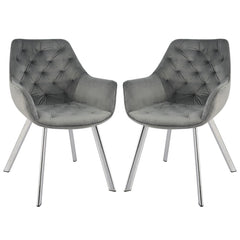 Set of 2 chairs / 33"H / Gray Velvet / Chrome