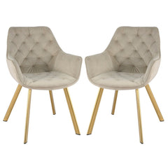 Set of 2 chairs / 33"H / Velvet Beige / Gold