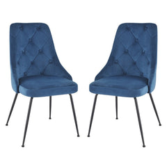 Set of 2 chairs / 35"H / Blue Velvet / Black