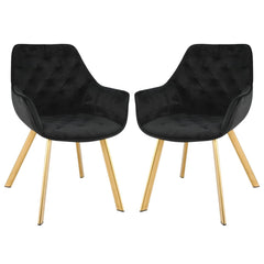 Set of 2 chairs / 33"H / Black Velvet / Gold
