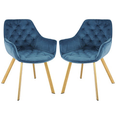 Set of 2 chairs / 33"H / Blue Velvet / Gold