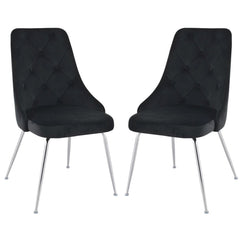 Set of 2 chairs / 35"H / Black Velvet / Chrome