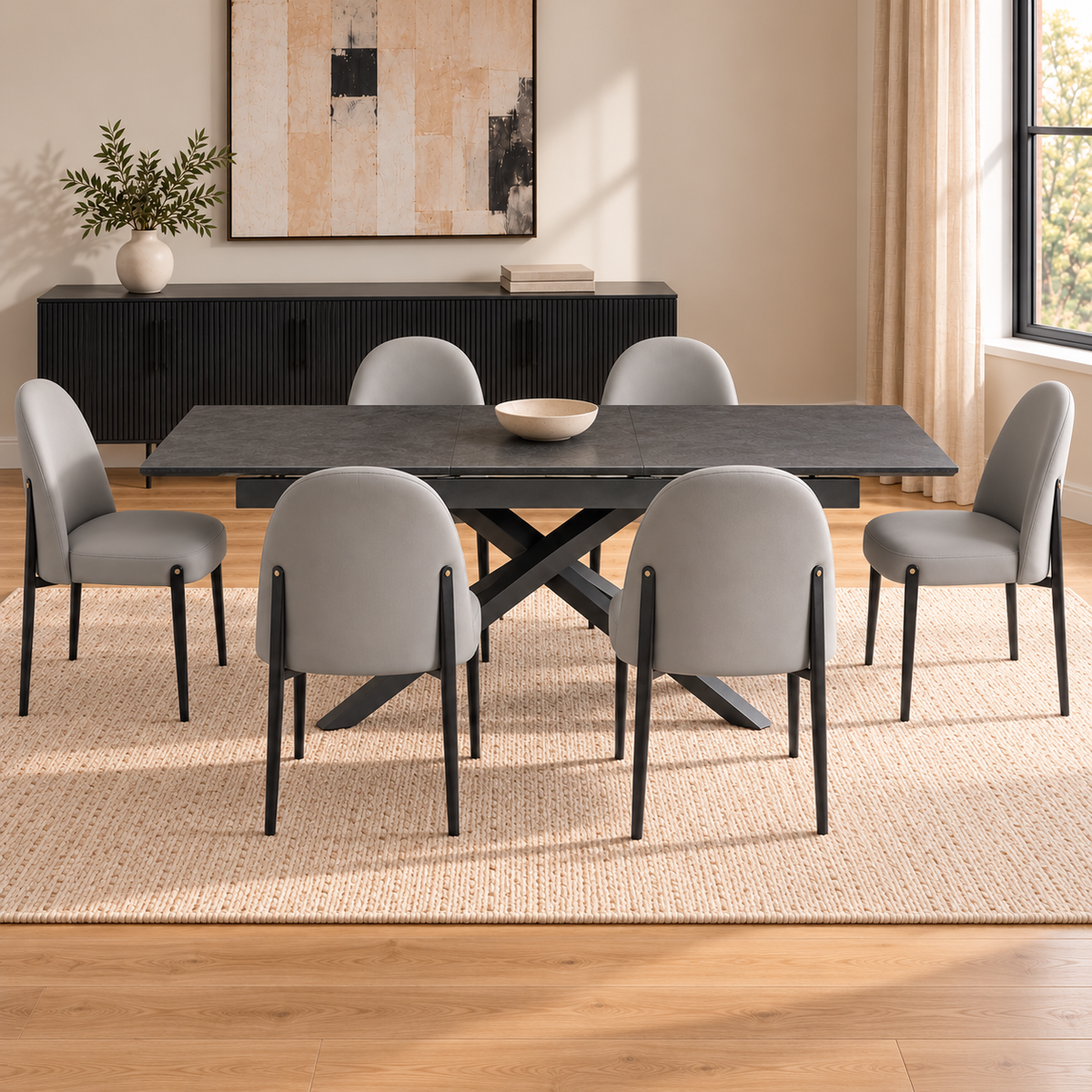 Dalia - Dining Chair - Grey Faux Leather