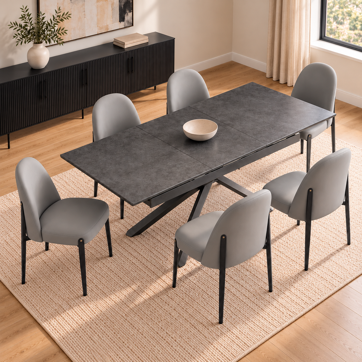 Dalia - Dining Chair - Grey Faux Leather