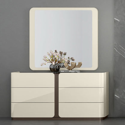 Livo - 6-drawer dresser with mirror - Beige