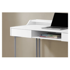 Computer desk - 48 in - 2 drawers - Silver metal - White