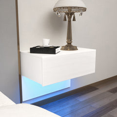 Table de chevet avec led table d'appoint - 1 tiroir - Blanc