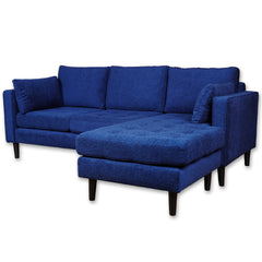 Sofa Sectionnel en L - Reversible - Tissu Bleu Marin - Puffy