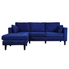 L-Shaped Sectional Sofa - Reversible - Navy Blue Fabric - Puffy
