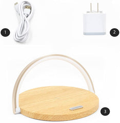 LED desk lamp - With wireless charger - Natural wood
