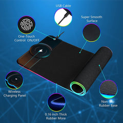 RGB gaming mouse pad with built-in wireless charger