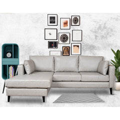 L-Shaped Sectional Sofa - Reversible - Light Gray Leatherette - Puffy