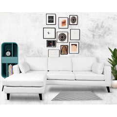 Sofa Sectionnel en L - Reversible - Tissu Blanc - Puffy