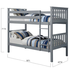 Twin/Twin Bunk Bed - Grey Wood Frame