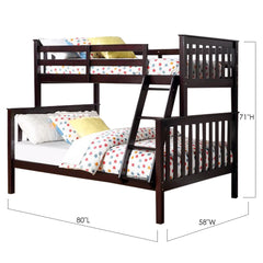 Single/Double Bunk Bed - Espresso Wood Frame