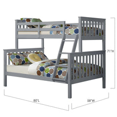 Single/double bunk bed - Grey wood frame