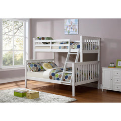 Single/double bunk bed - White wooden frame
