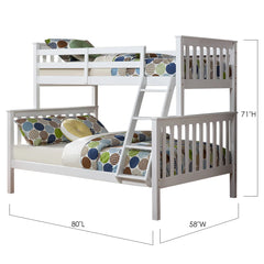 Single/double bunk bed - White wooden frame
