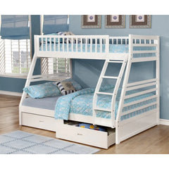 Single/double bunk bed - White wooden frame included 2 storage drawers