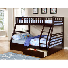 Single/Double Bunk Bed - Espresso Wood Frame Included 2 Storage Drawers