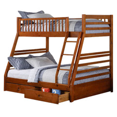 Single/double bunk bed - Honey wood frame included 2 storage drawers