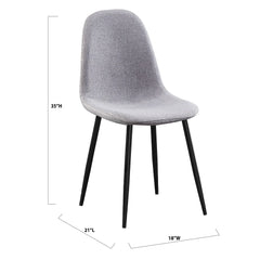 Chaise - 2pcs / 35"H / Tissu Gris / Noir