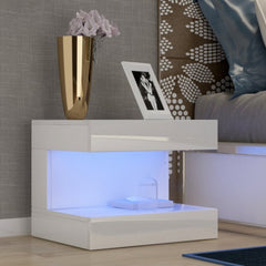 Bedside table with LED - Side table - White