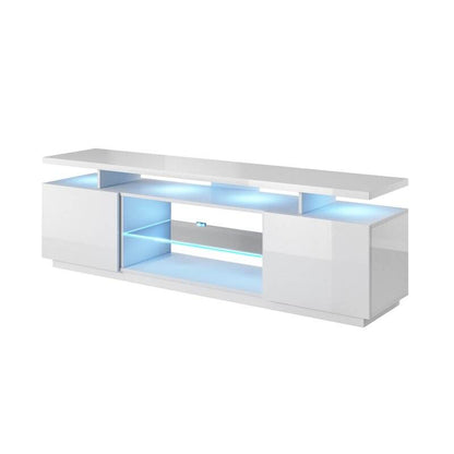 Lauren - Meuble de TV avec LED - Blanc Lustré - 70 po