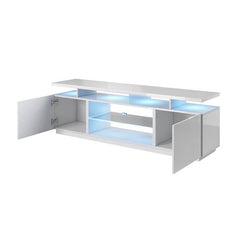LED TV Stand - Entertainment Unit - High Gloss White - 70in